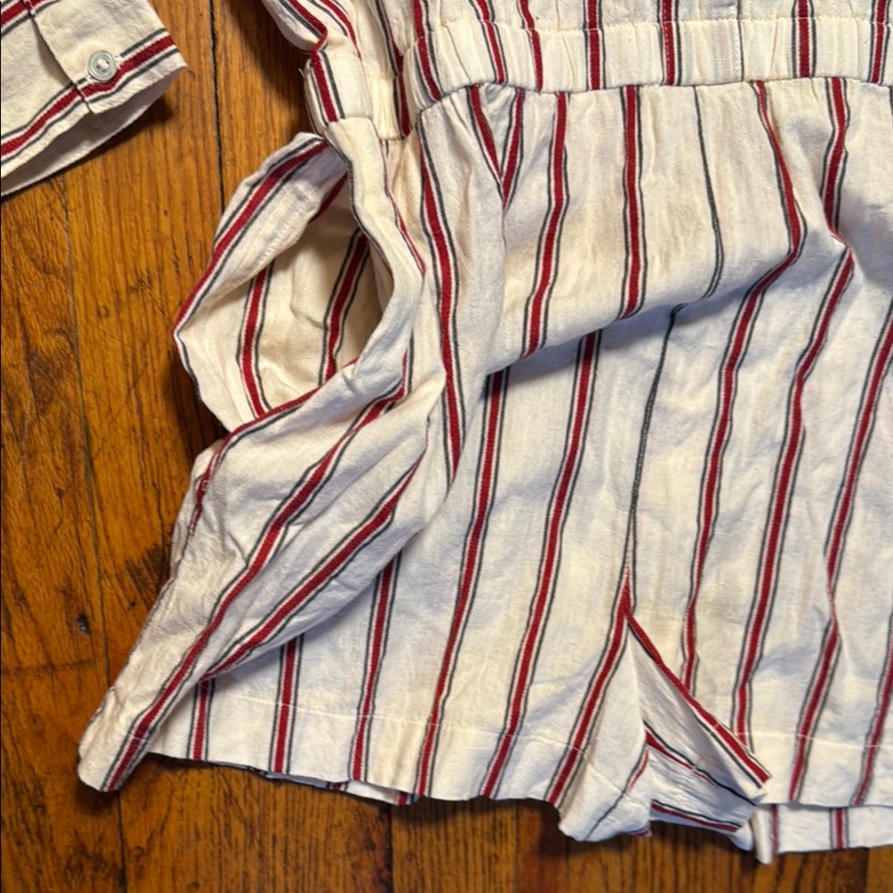 VANESSA BRUNO Women's 100% Cotton Striped V-Neck Button-Up Romper Comfy Size 42‎ - Picture 4 of 14
